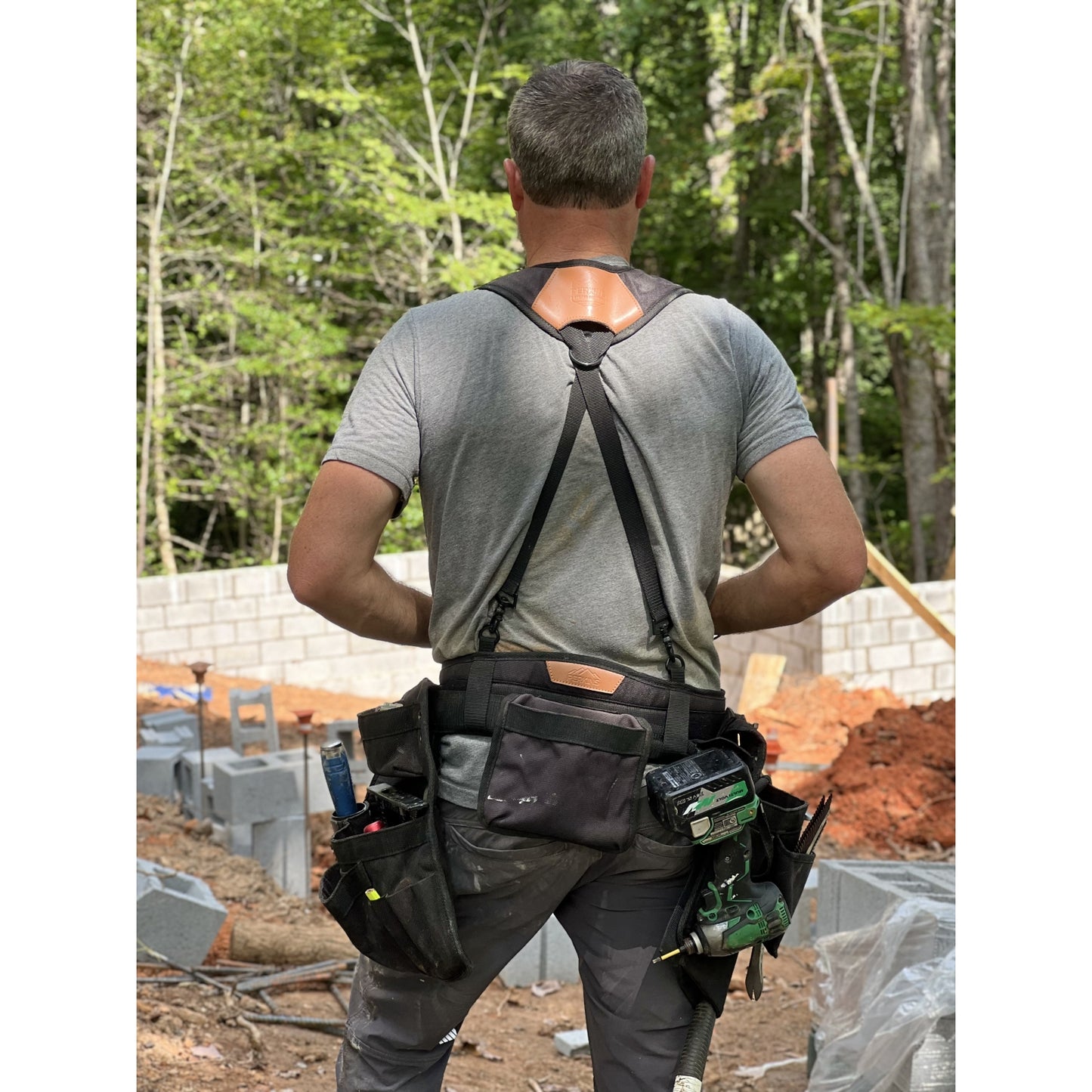 Perkins Builder Brothers Essential Tool Belt Set With Suspenders, Ideal for Framers, Carpenters and Contractors, Small Size, Black